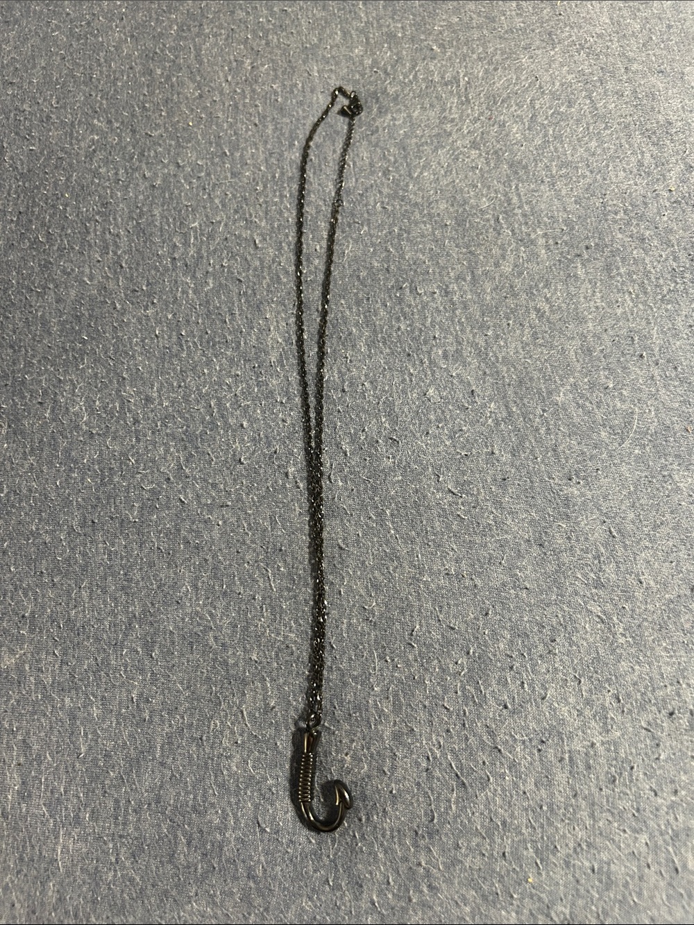 Delicate Black Fish Hook Pendant Necklace